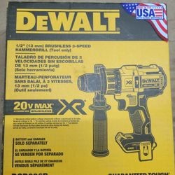 DEWALT 20V MAX XR Cordless Hammer Drill, Brushless, 3-Speed, Bare Tool Only