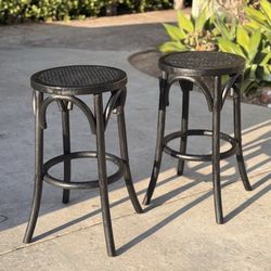 RH Madeleine Bar Stools (Set of 2) – Restoration Hardware Wood Stools