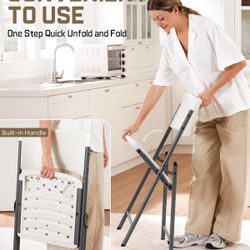 Outdoor Portable Plastic Folding Chair, Indoor Outdoor Comfortable Sturdy Office Seat with Steel Frame, 350 lbs Capacity for Home, Party, Wedding, Gar