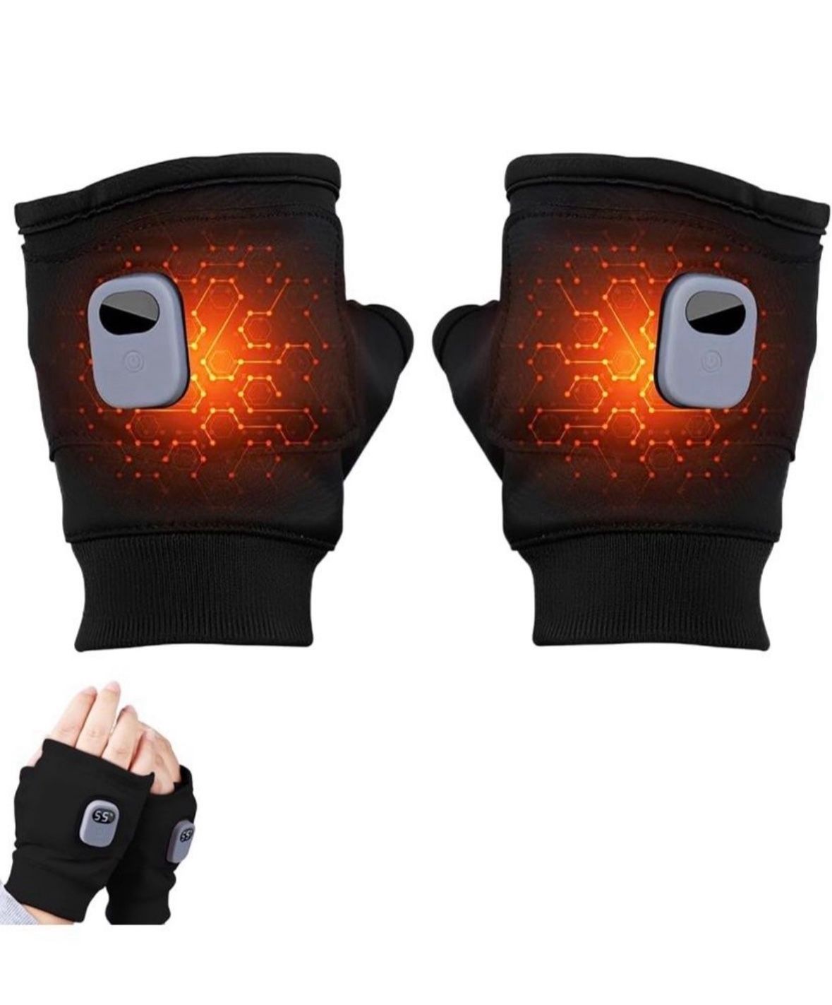 Heated Gloves, Smart Thermostatic Heated Fingerless Gloves