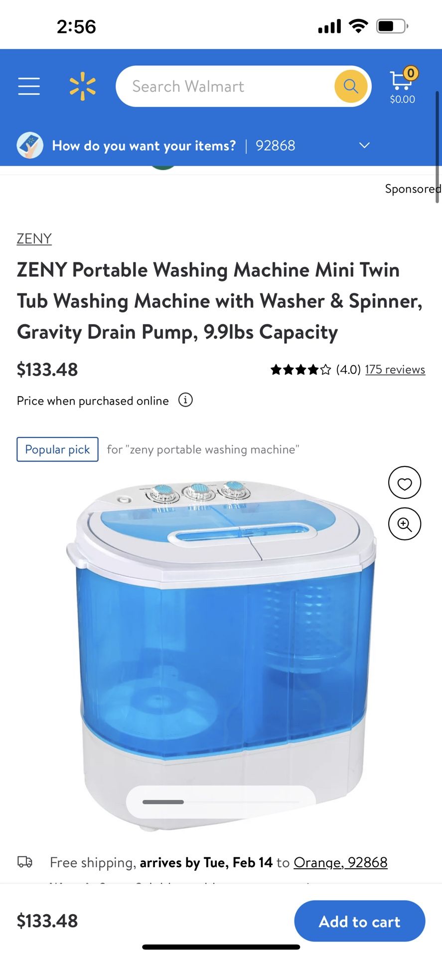 Portable Washing Machine Mini Twin Tub Washing Machine with Washer & Spinner Gravity Drain Pump 9.9lbs Capacity