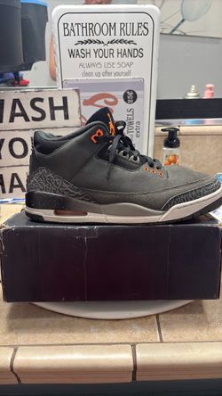 Air Jordan 3 Dark Grey Orange Sneakers