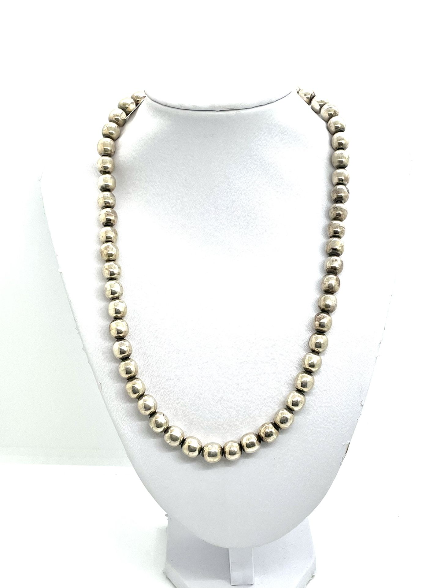 Vintage Taxco Sterling Beaded Necklace 