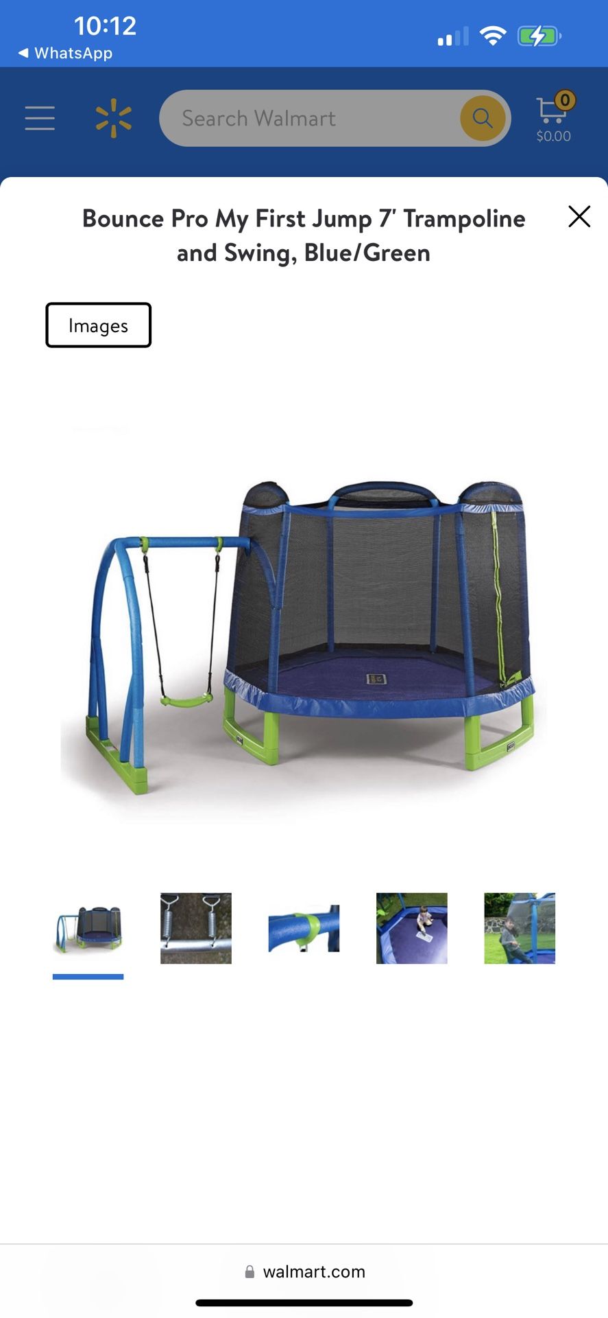 Bounce Pro My First Jump 7' Trampoline and Swing, Blue/Green