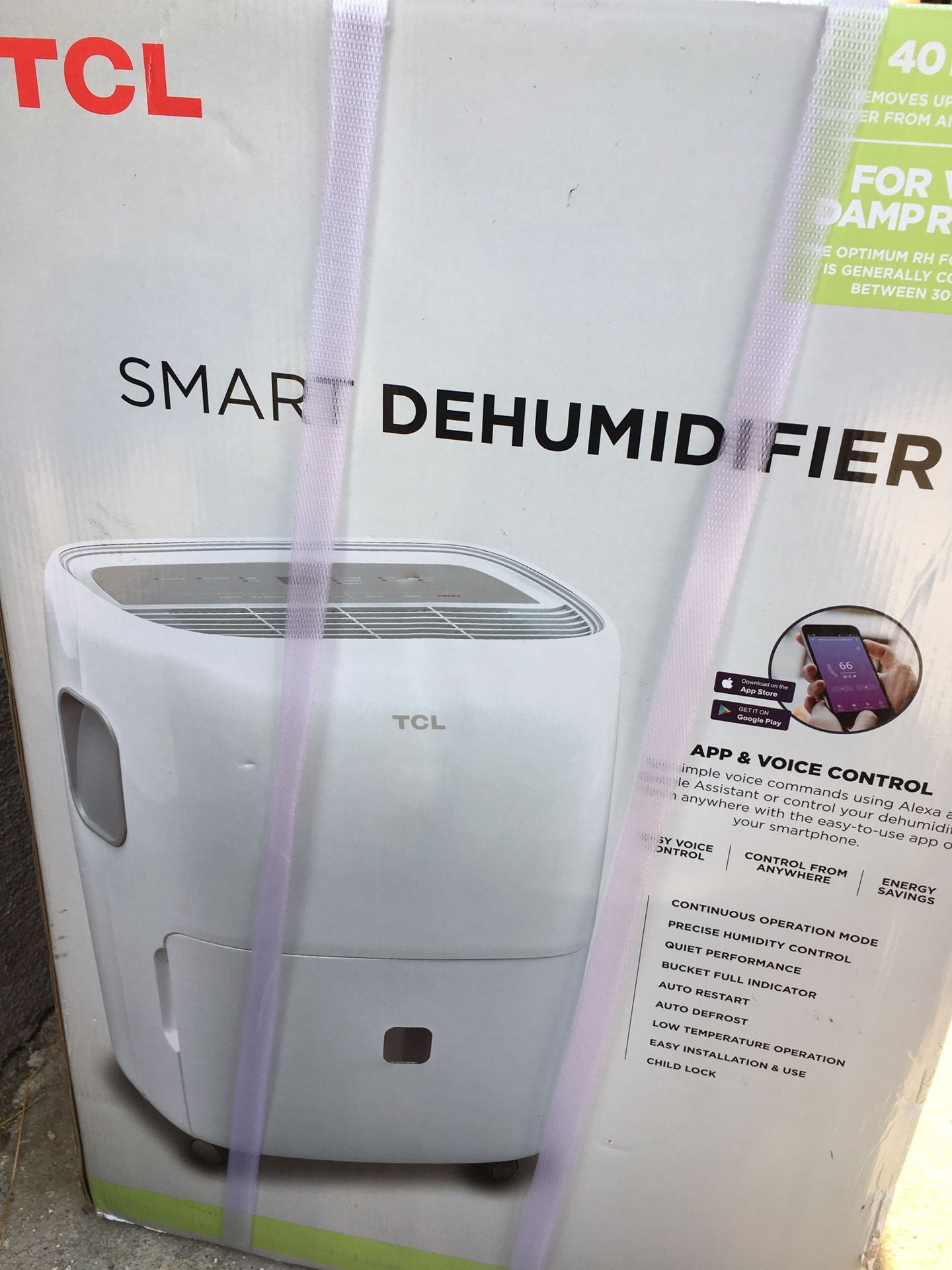 NEW TCL Home Smart 40 Pint Dehumidifier NIB