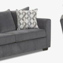 Grey Sofa and Chair w/ Pillows - NEW