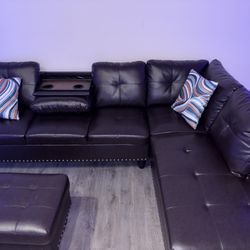 L Shape Sectional And Ottoman 