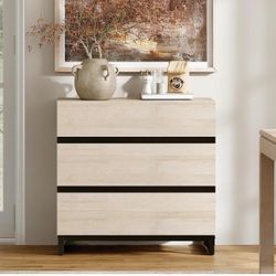 3 Dresser for Bedroom,Modern Closet Organizers and Storage, Chest of Drawers with Metal Base, Mid Century Wooden Dresser for Living Room, Nursery, Hal