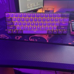 Rk61 60% Keyboard With Brown Switches Bluetooth And Wired And Foam Modded Can Also Include Akko Keycaps And/or Yellow Or Purple Coiled Cable 