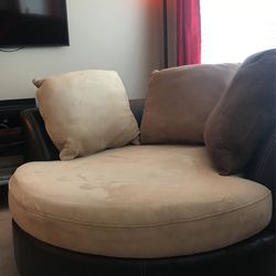 Suede /Leather Swivel Chair