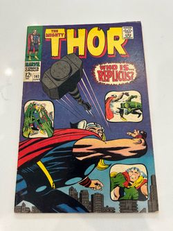 The Mighty Thor  141, 1st Replicus  Jack Kirby Art  Marvel  1967, VG/FN  Tanning, spine ticks and wear, written number on the inside page