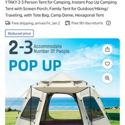 Ytaky  2-3  Person Tent For Camping Instant Pop Up Camping With The Screen Porch Family
