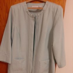 Alfred Dunner Elegant Studded Jacket. Seafoam green. 16. 