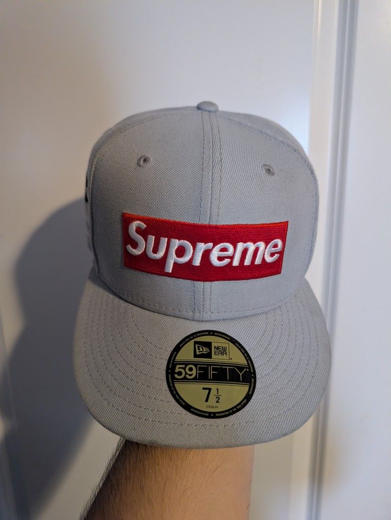 Gray Supreme Bone Box Logo Hat Used OBO