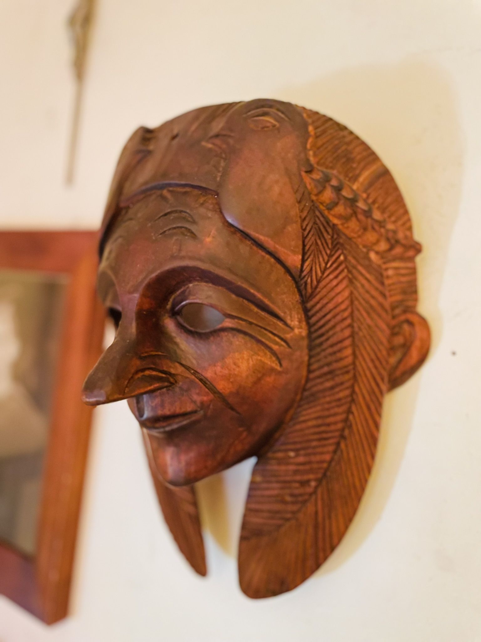 Vintage Guatemalan Mayan Hand Carved Wooden Tribal Mask