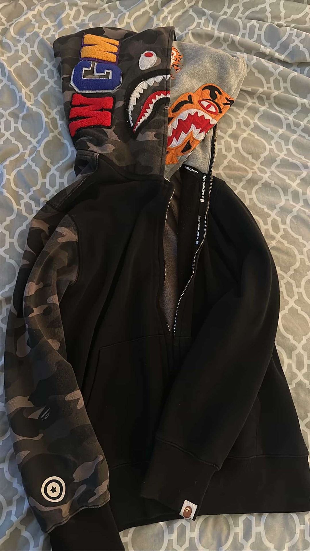 Bape Black Double Hoodie