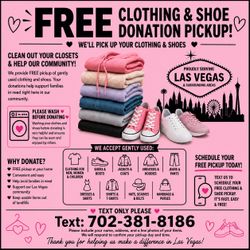 Free gratis clothes shoes pick up donation men woman ladies Las Vegas