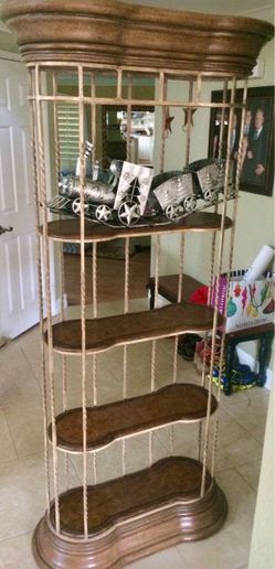 Antique solid iron and wood shelf