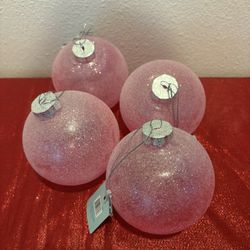 4 medium light Pink Christmas Tree Ornaments Simi Valley