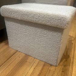 ivory bouclé ottoman / foot stool with storage
