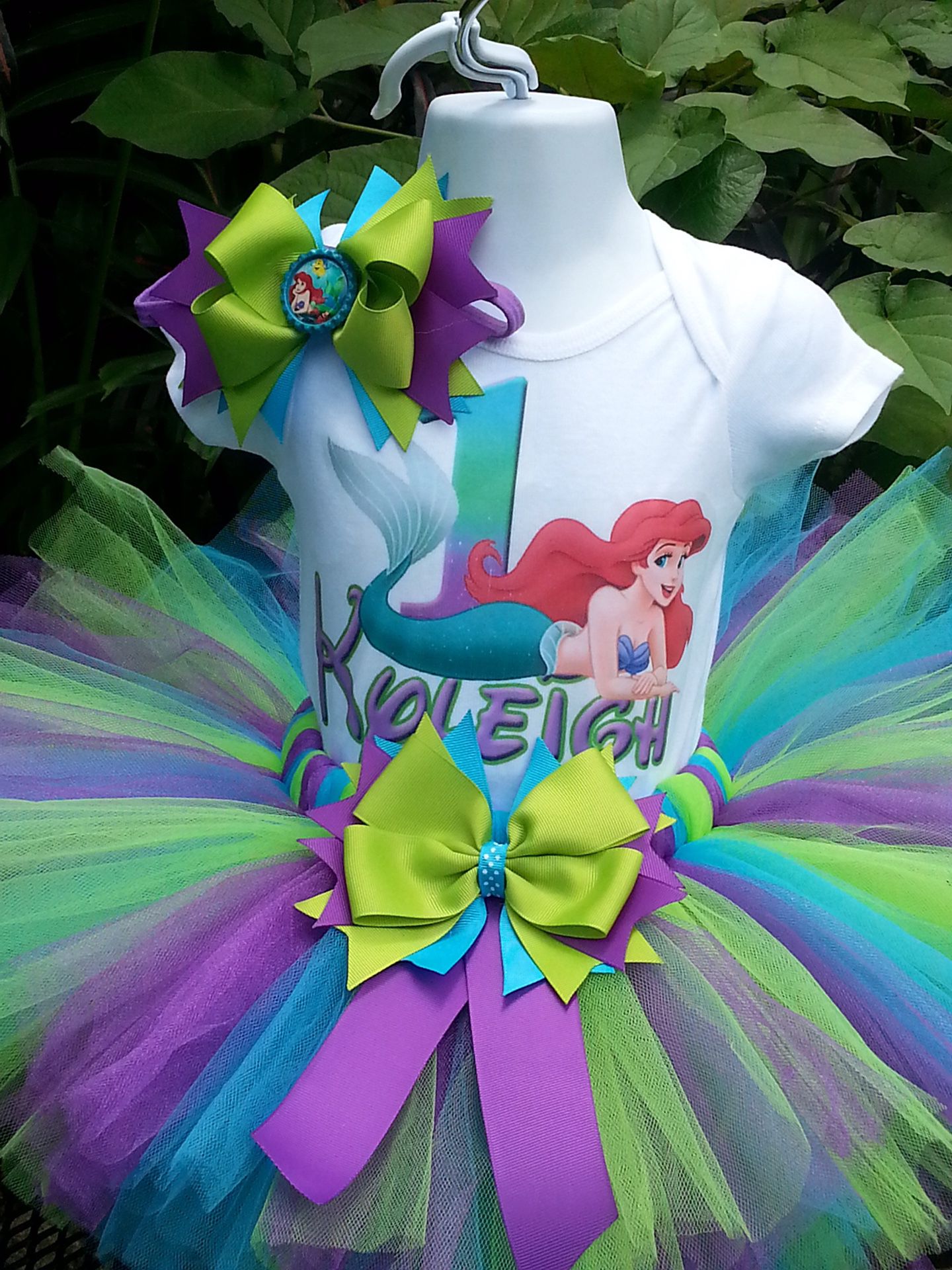 Little mermaid tutu outfit, birthday tutu set.