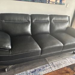 New Black Leather Sofa/ Love Seat