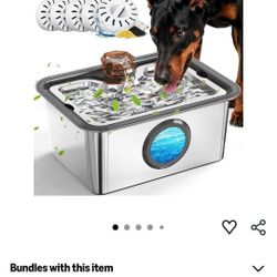 Dog Water Fountain for Large Dogs, 12L Stainless Steel 304 Pet Water Fountain with 5pack Filters
