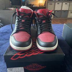 Jordan 1 Mid Black Gym Red White Size 10