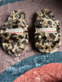 Balenciaga fur slides