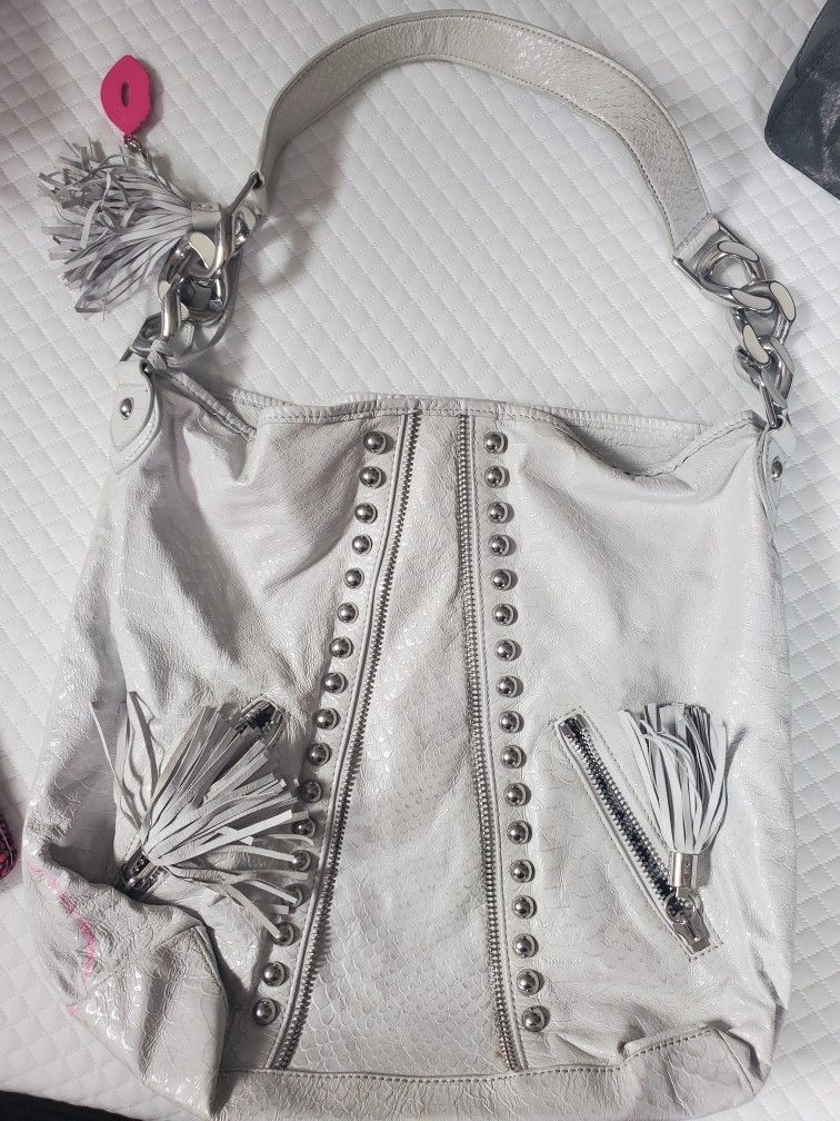 Betsey Johnson White Studded Genuine Leather Bag