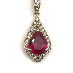 Lovely Ruby And White Topaz Necklace 