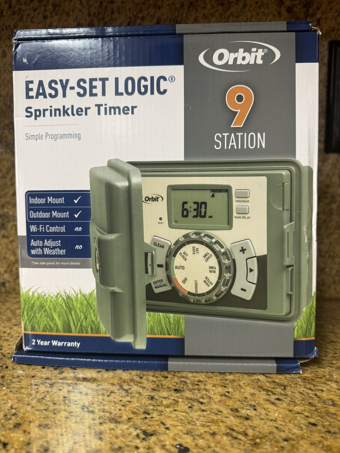 NEW Orbit Easy-Set Logic 9 Station Indoor/Outdoor Sprinkler Timer Irrigation 57899. Brand new in original box with instructions.