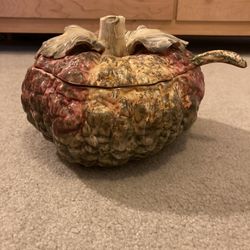 Beautiful Ceramic Hand Painted Pumpkin Soup Ladle