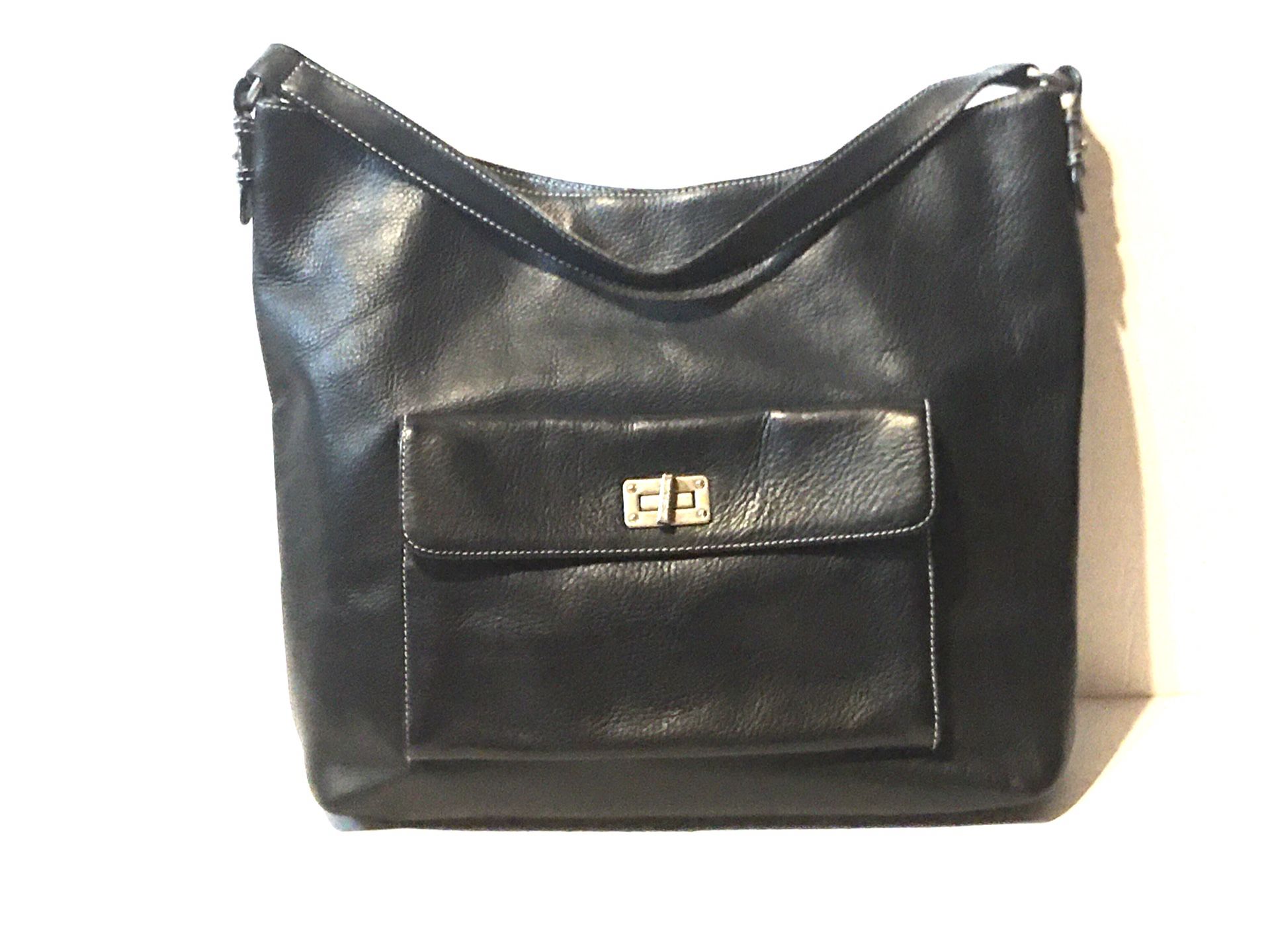 Ralph Lauren Black Leather Hobo Shoulder Bag Purse