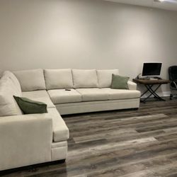 Beige Sectional Couch Sofa 