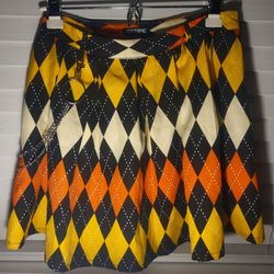 Hot Topic Orange Argyle Chain Skirt