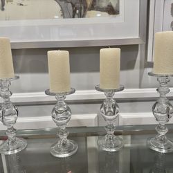 ZGallerie Shimmer Pillar Candles & Glass Stand