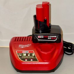 New Milwaukee M12 XC 3.0ah Battery (48-11-2402) and Charger (48-59-2401)