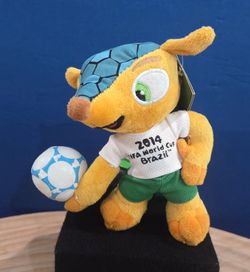 2014 World Cup Brazil FULECO, the official three-banded armadillo mascot 6" plush