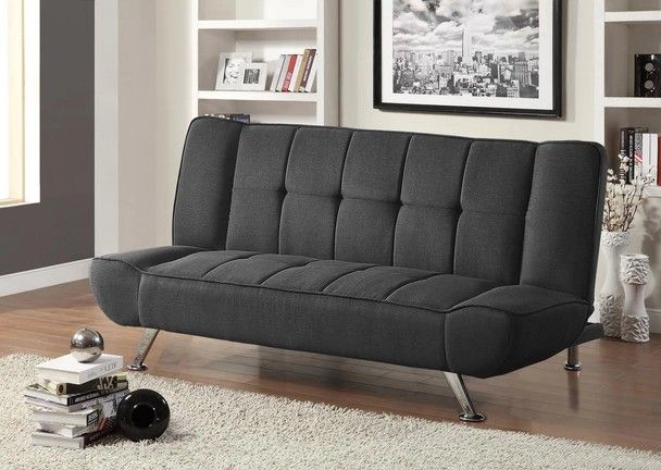 Clemens Grey Linen Fabric Adjustable Couch Sofa Futon Sofa Bed