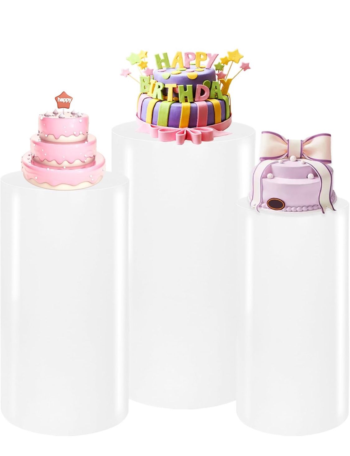 3PCS Cylinder Pedestal Stands for Parties