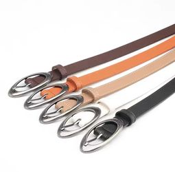 Black leather belt for women