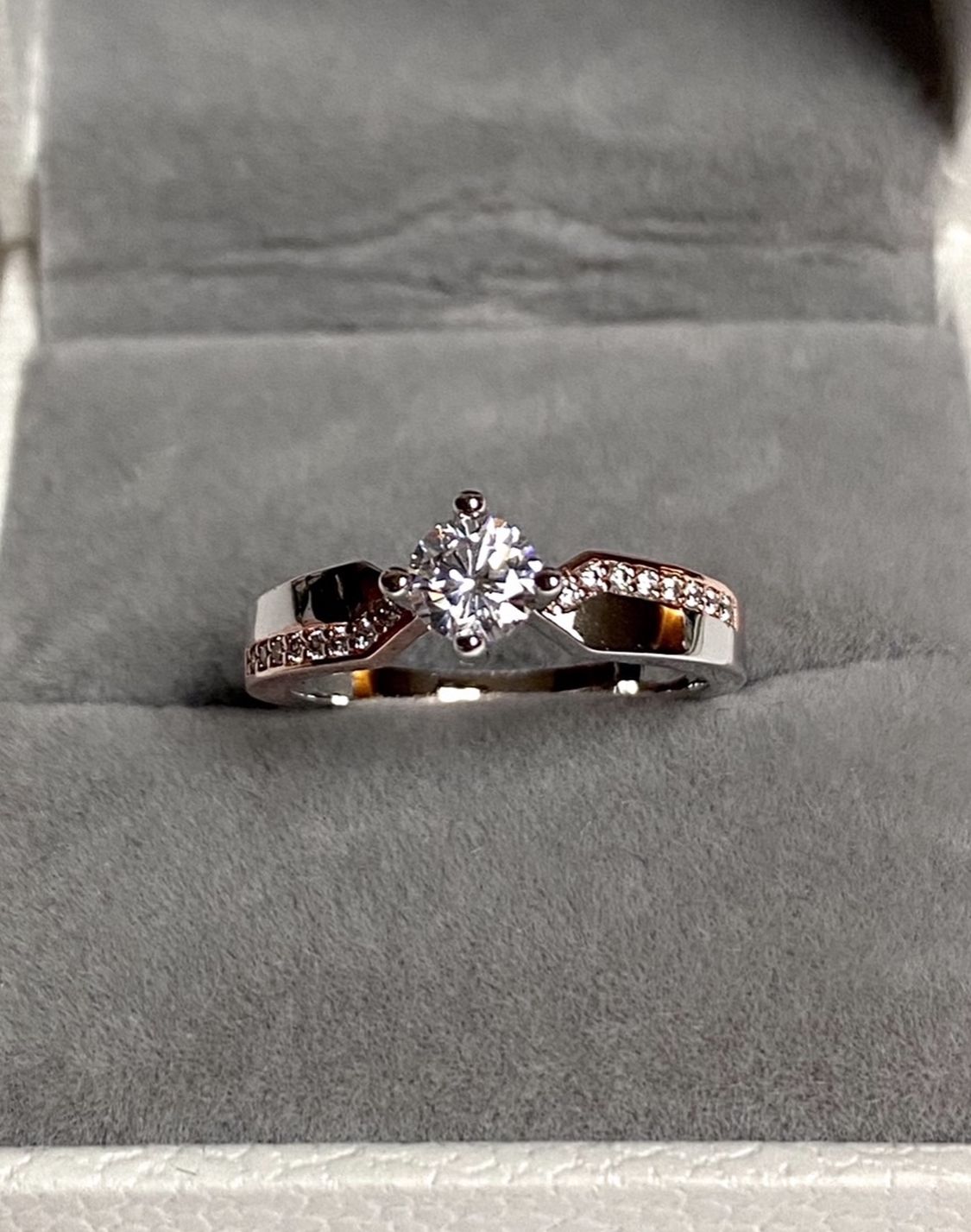 NEW! 1/2 CT White Topaz, Sterling Silver Rose Gold S925 Promise Ring, Please See Details