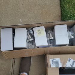 Brushed Nickel Bathroom Light Fixture. Clear Globes 40 Dollars