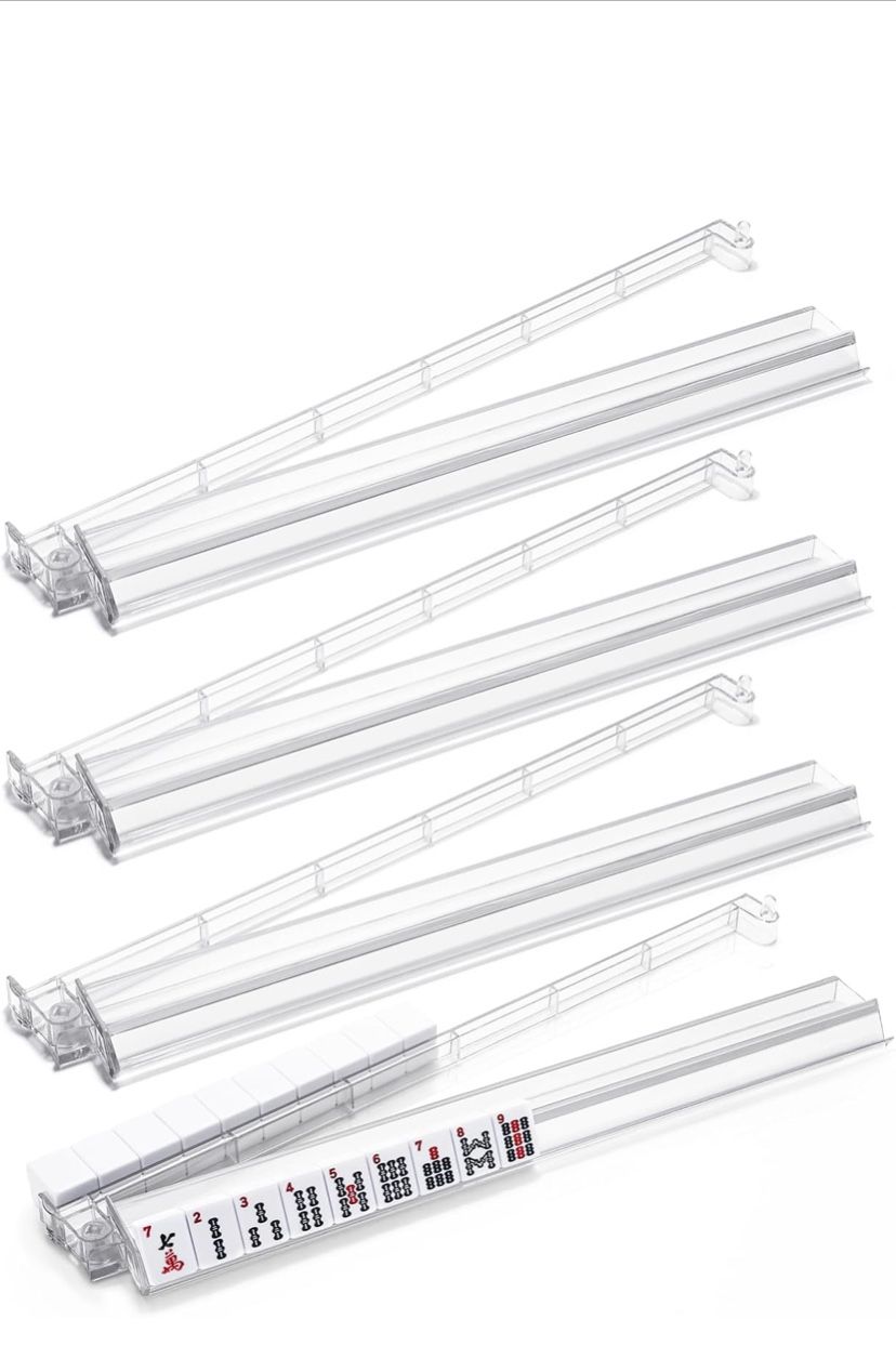 Mahjong Racks w/Pushers,4PCS Mahjong ,Clear Acrylic American Majiang Transparent