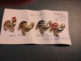 Jewelry - Rooster Pins Set Of 4