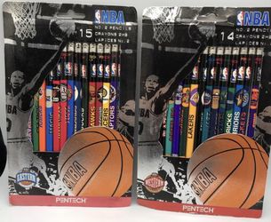Lot of 2 Vintage NBA Pencil Set New Western & Eastern Conference 42720 & 42710