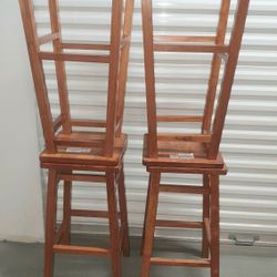 Wooden Square Seat Bar Stool 29 Inch Tall