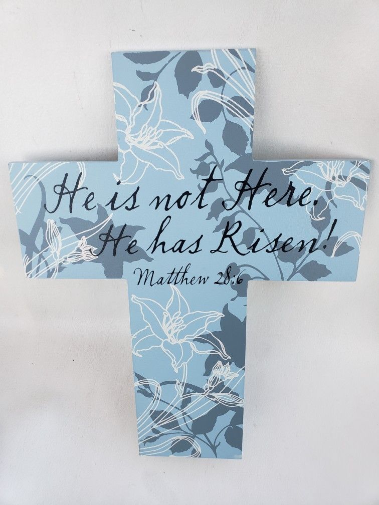 EASTER HOME DECOR SCRIPTURE BLUE CROSS