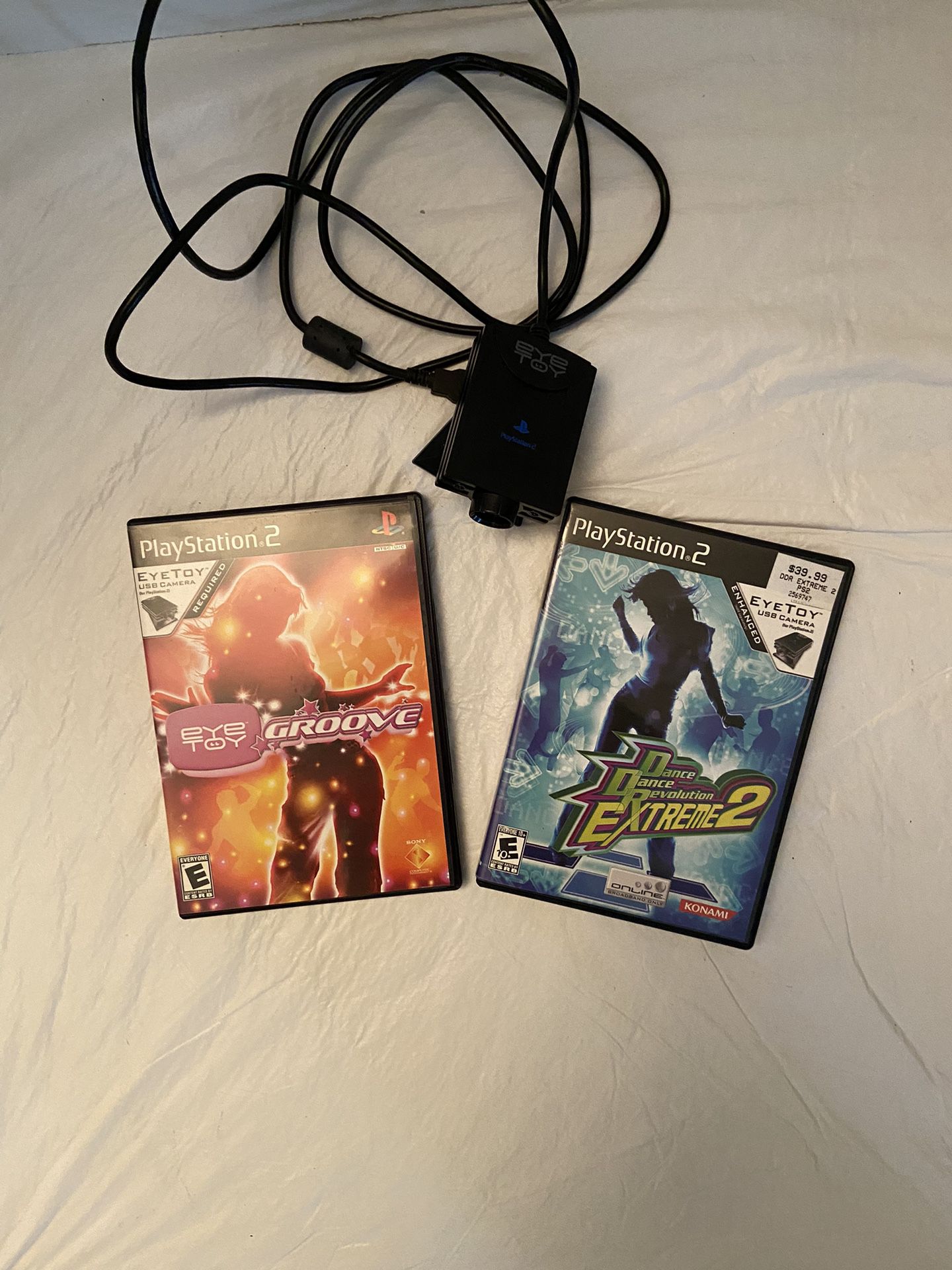 PS2  Eye Toy & Eye Toy Groove Video Game And DDR2 Extreme 2 Game